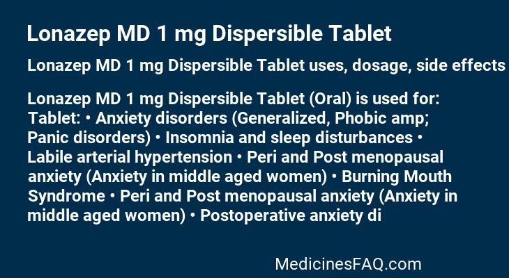 Lonazep MD 1 mg Dispersible Tablet