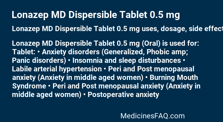 Lonazep MD Dispersible Tablet 0.5 mg