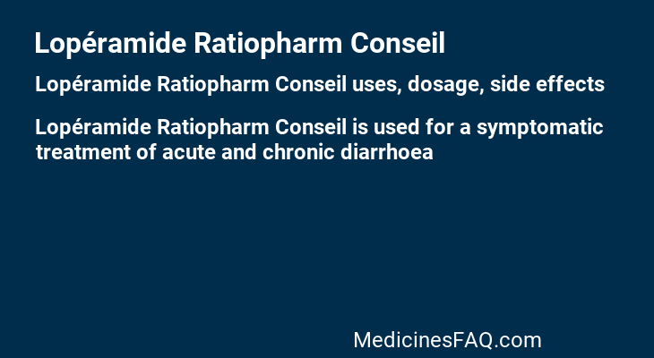 Lopéramide Ratiopharm Conseil