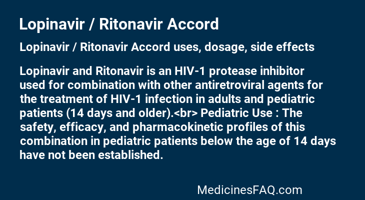 Lopinavir / Ritonavir Accord