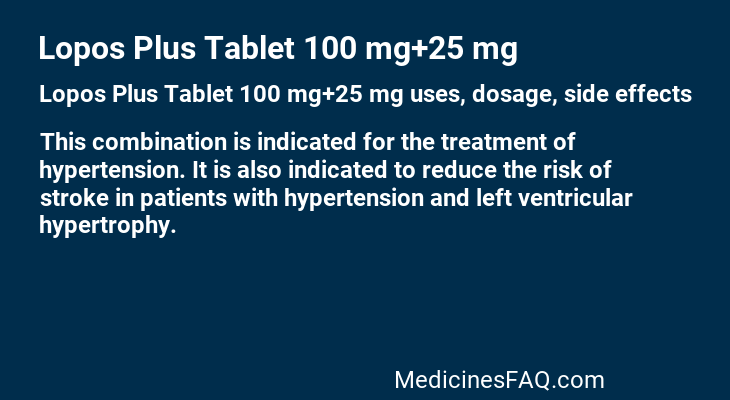 Lopos Plus Tablet 100 mg+25 mg