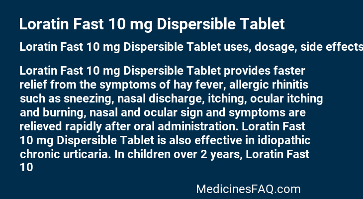 Loratin Fast 10 mg Dispersible Tablet