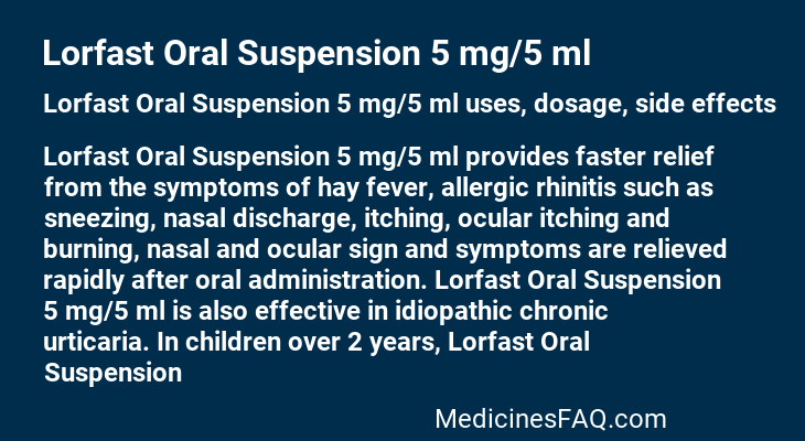 Lorfast Oral Suspension 5 mg/5 ml