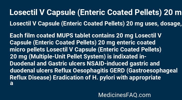 Losectil V Capsule (Enteric Coated Pellets) 20 mg