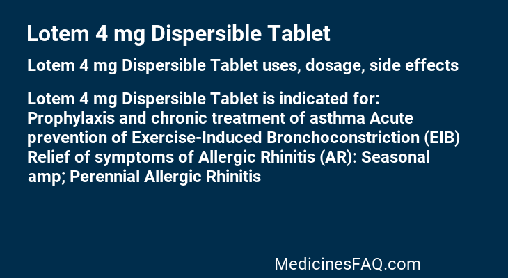 Lotem 4 mg Dispersible Tablet