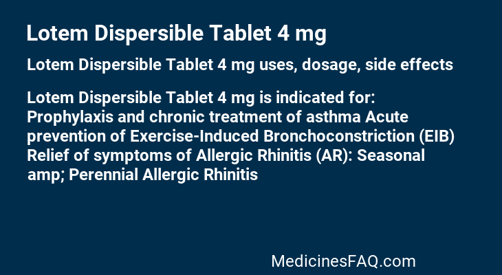 Lotem Dispersible Tablet 4 mg