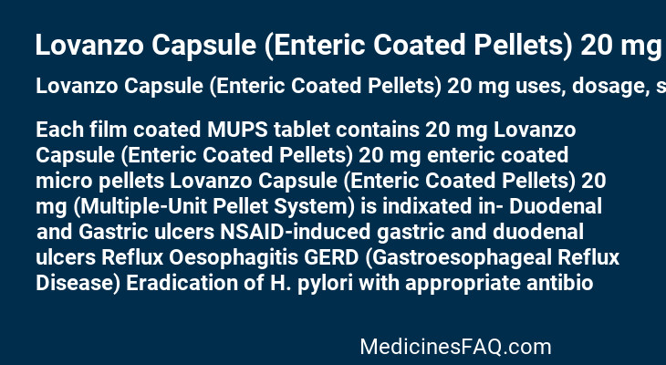 Lovanzo Capsule (Enteric Coated Pellets) 20 mg