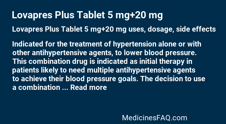 Lovapres Plus Tablet 5 mg+20 mg