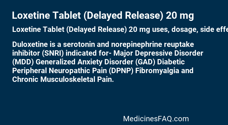 Loxetine Tablet (Delayed Release) 20 mg