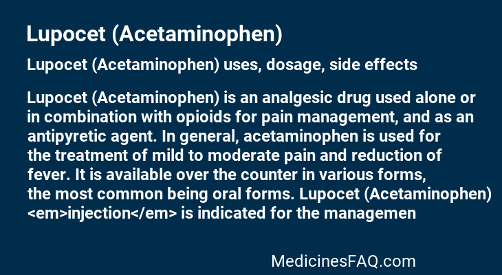 Lupocet (Acetaminophen)