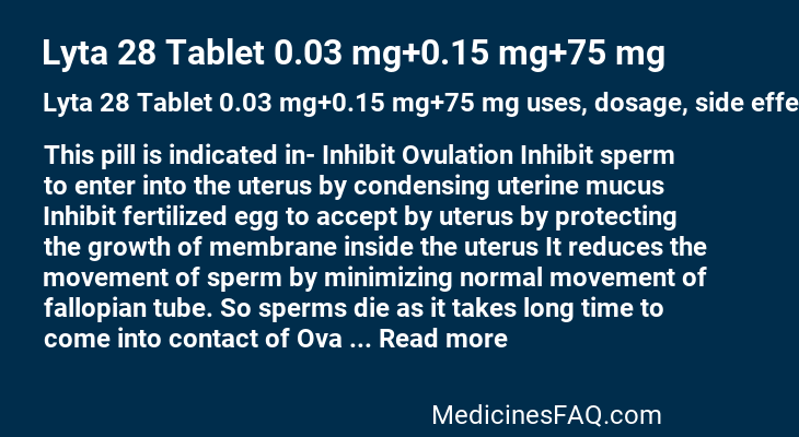 Lyta 28 Tablet 0.03 mg+0.15 mg+75 mg