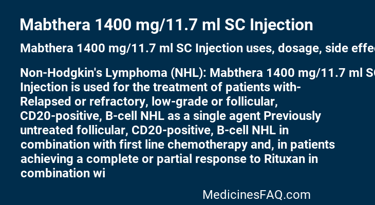 Mabthera 1400 mg/11.7 ml SC Injection