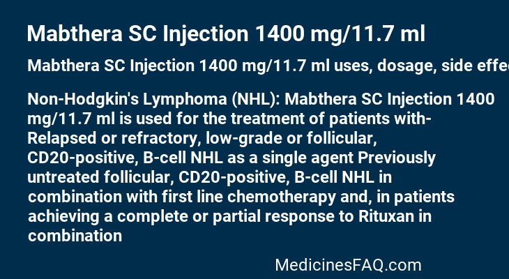 Mabthera SC Injection 1400 mg/11.7 ml