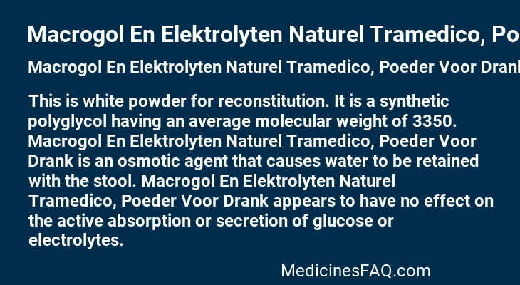 Macrogol En Elektrolyten Naturel Tramedico, Poeder Voor Drank