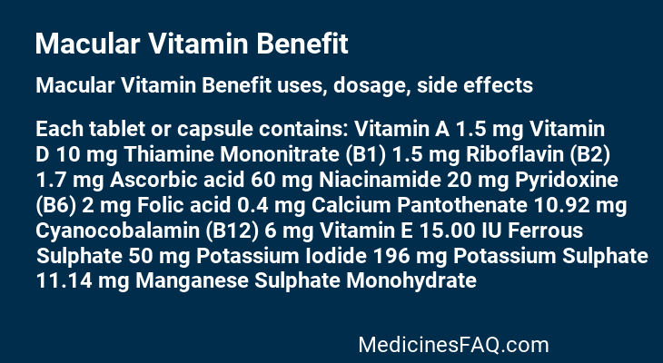 Macular Vitamin Benefit
