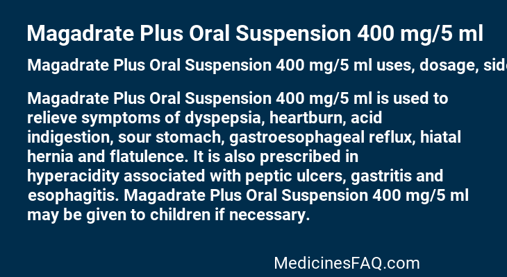 Magadrate Plus Oral Suspension 400 mg/5 ml