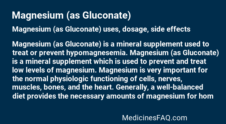 Magnesium (as Gluconate)