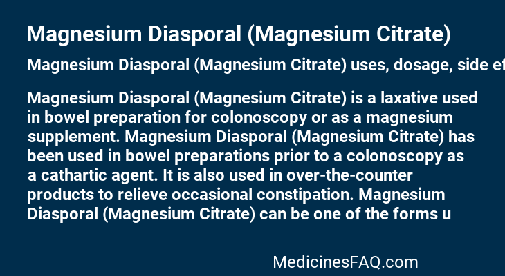 Magnesium Diasporal (Magnesium Citrate)