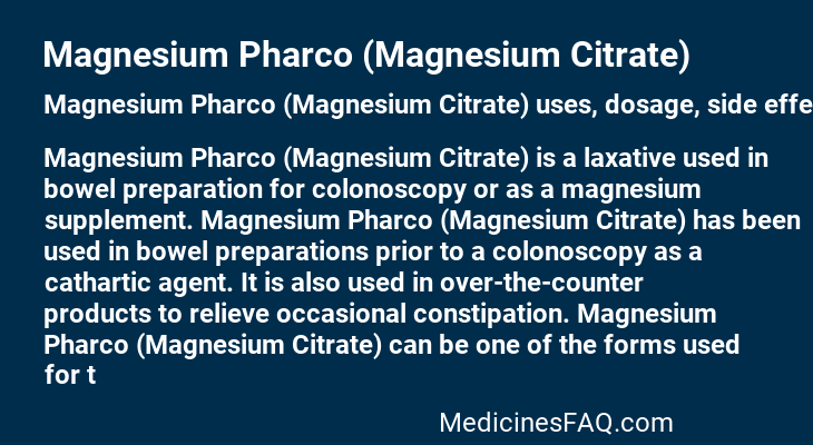 Magnesium Pharco (Magnesium Citrate)