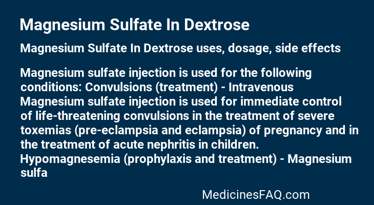Magnesium Sulfate In Dextrose