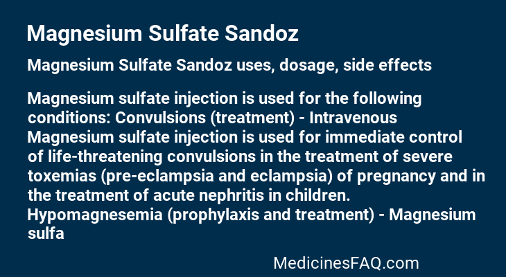 Magnesium Sulfate Sandoz