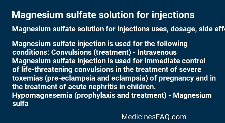 Magnesium sulfate solution for injections