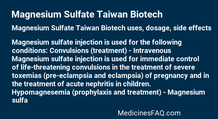 Magnesium Sulfate Taiwan Biotech