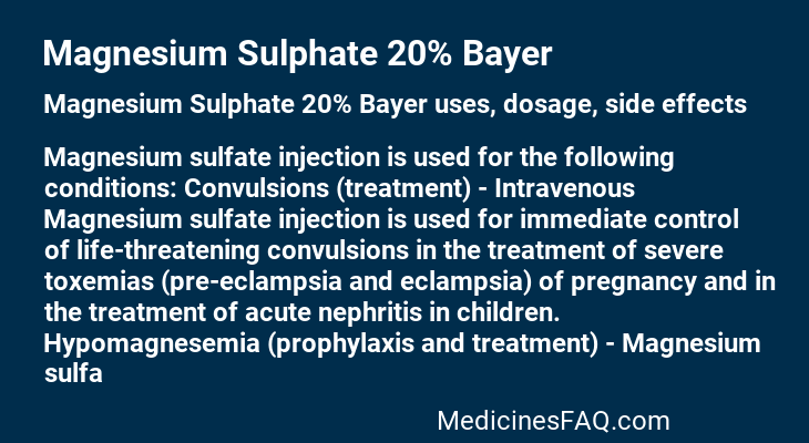 Magnesium Sulphate 20% Bayer