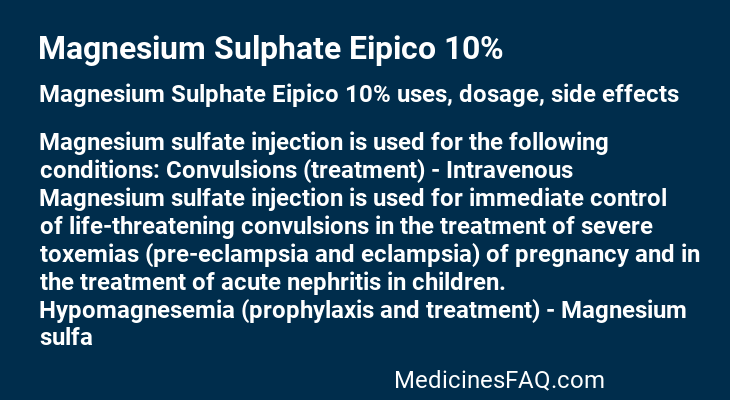 Magnesium Sulphate Eipico 10%