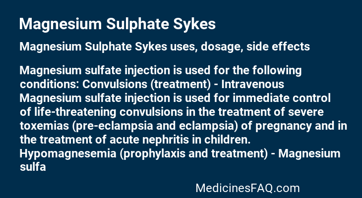 Magnesium Sulphate Sykes