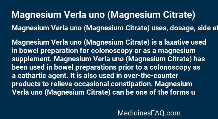 Magnesium Verla uno (Magnesium Citrate)