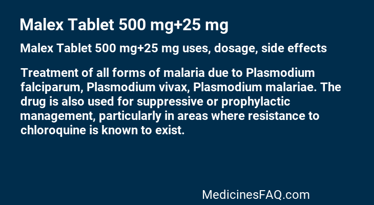 Malex Tablet 500 mg+25 mg