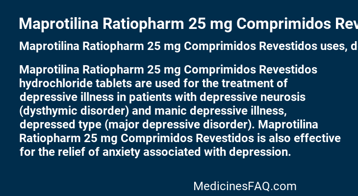 Maprotilina Ratiopharm 25 mg Comprimidos Revestidos