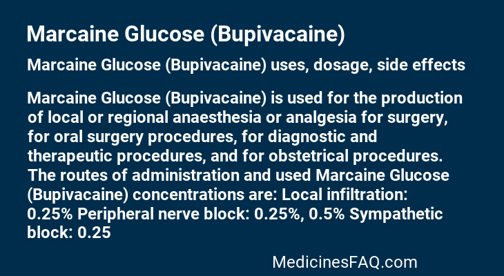 Marcaine Glucose (Bupivacaine)