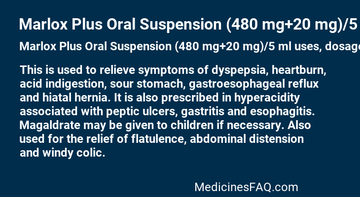 Marlox Plus Oral Suspension (480 mg+20 mg)/5 ml