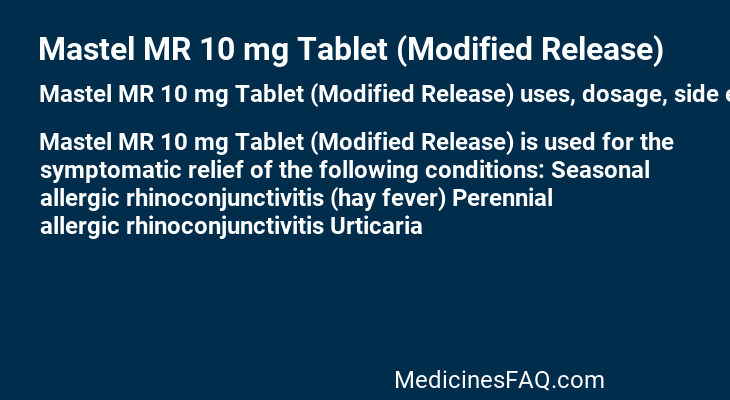 Mastel MR 10 mg Tablet (Modified Release)