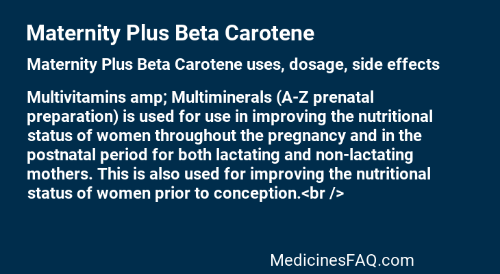 Maternity Plus Beta Carotene