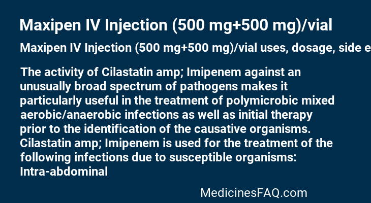 Maxipen IV Injection (500 mg+500 mg)/vial