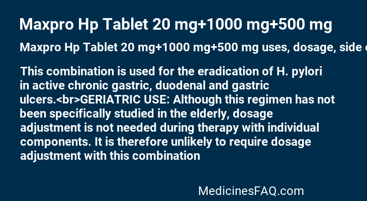 Maxpro Hp Tablet 20 mg+1000 mg+500 mg