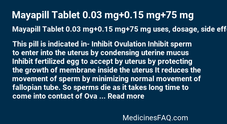 Mayapill Tablet 0.03 mg+0.15 mg+75 mg