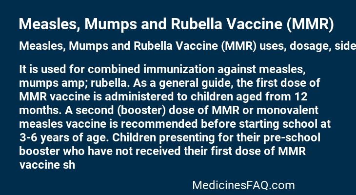 Measles, Mumps and Rubella Vaccine (MMR)