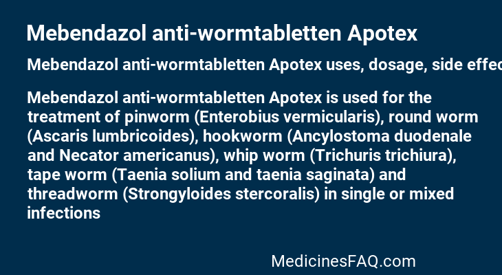 Mebendazol anti-wormtabletten Apotex