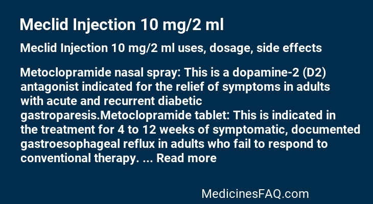 Meclid Injection 10 mg/2 ml