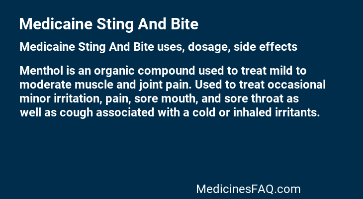 Medicaine Sting And Bite