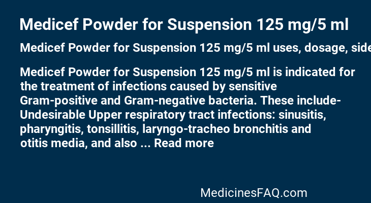 Medicef Powder for Suspension 125 mg/5 ml