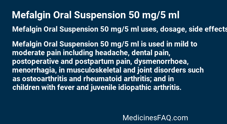 Mefalgin Oral Suspension 50 mg/5 ml