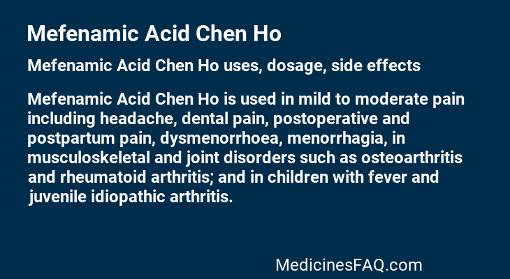 Mefenamic Acid Chen Ho