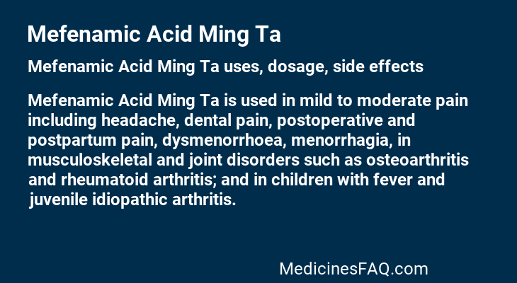 Mefenamic Acid Ming Ta