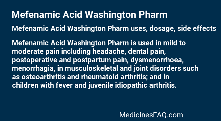 Mefenamic Acid Washington Pharm
