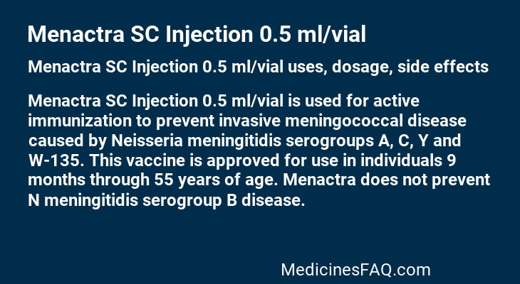 Menactra SC Injection 0.5 ml/vial